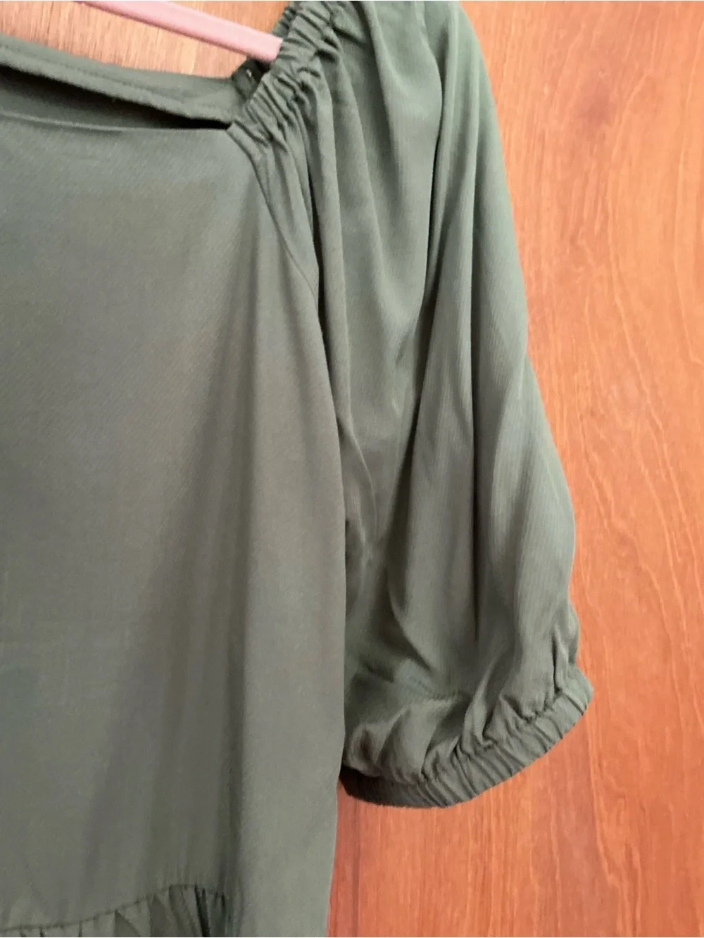 LOFT Olive Square-Neck Peplum Blouse with Puff Sleeves